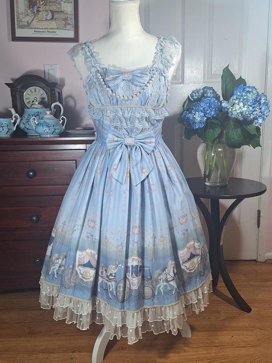 Angelic Pretty Dresses & Skirts - Angelic Pretty Sax Blue Horse & Carriage Pearl JSK | Old School Sweet Lolita 💙